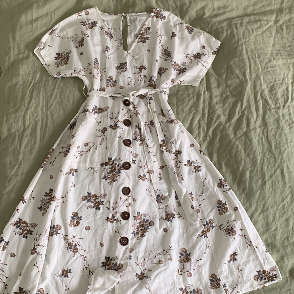 Mango Linen Blend A Line Midi Dress Size S